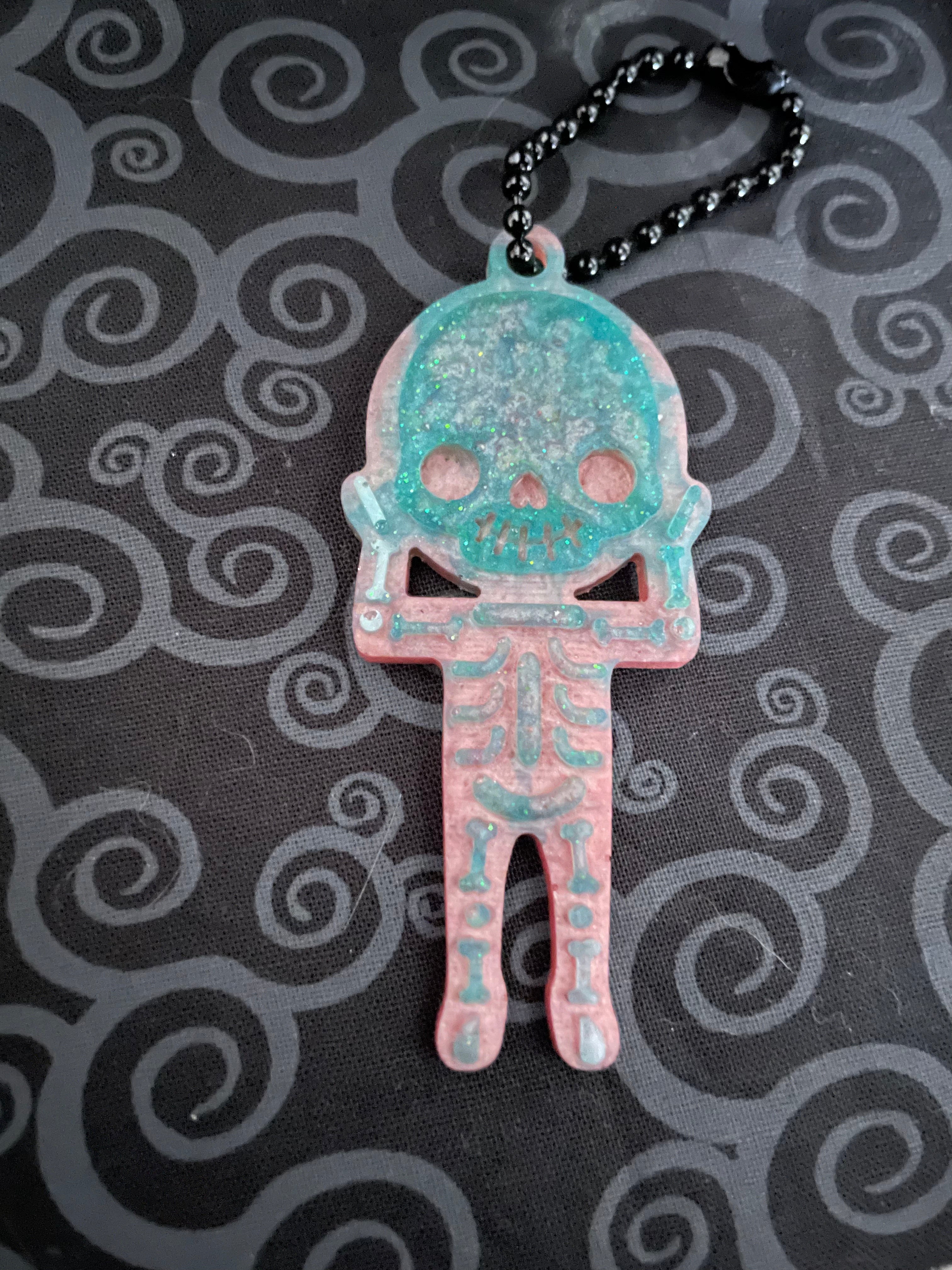 Green/Pink Skeleton Keychain