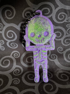 Green/Purple Skeleton Keychain