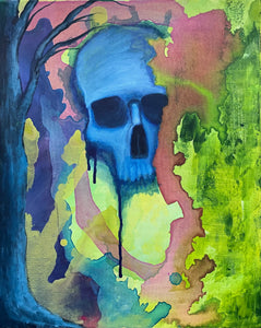 Blue skull and tree