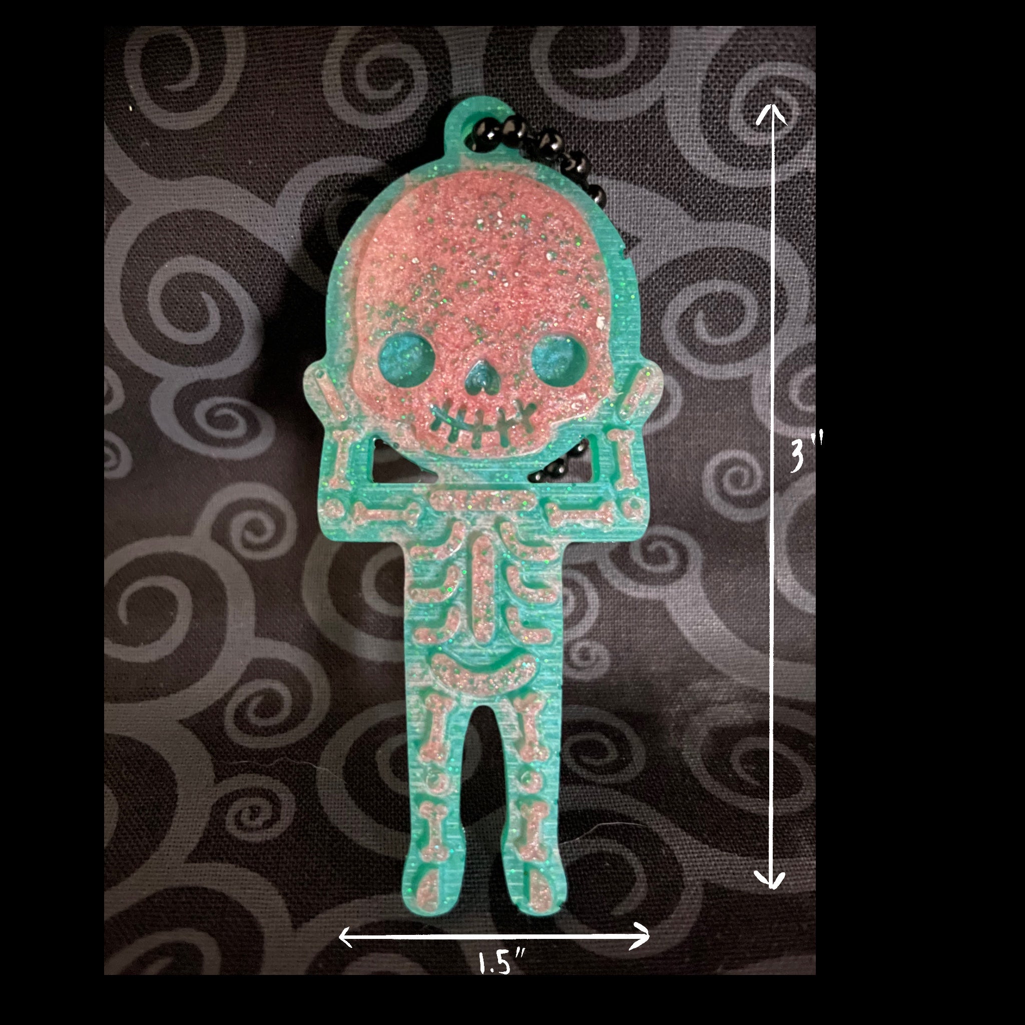 Pink/Green Skeleton Keychain