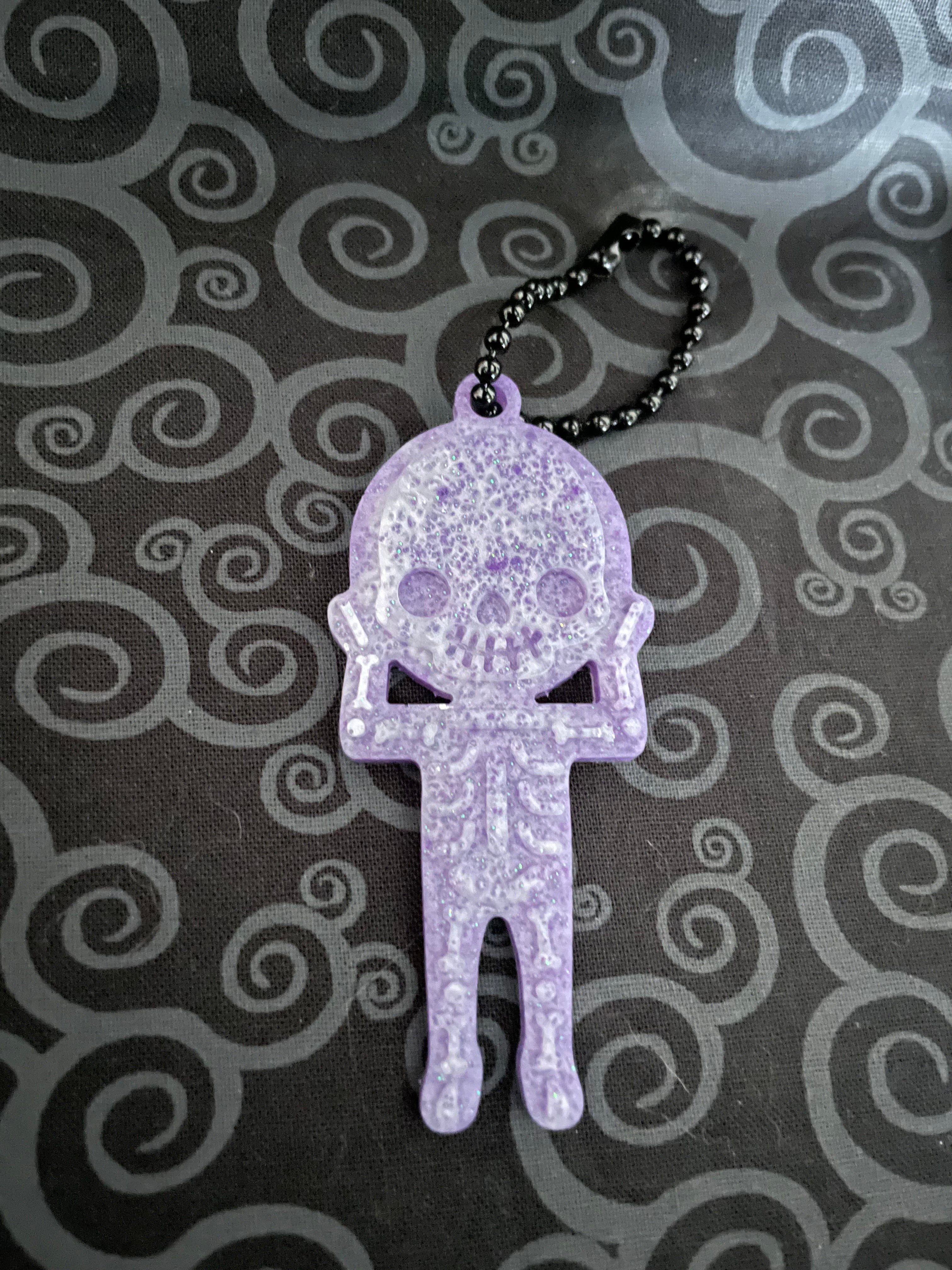 White/Purple Skeleton Keychain