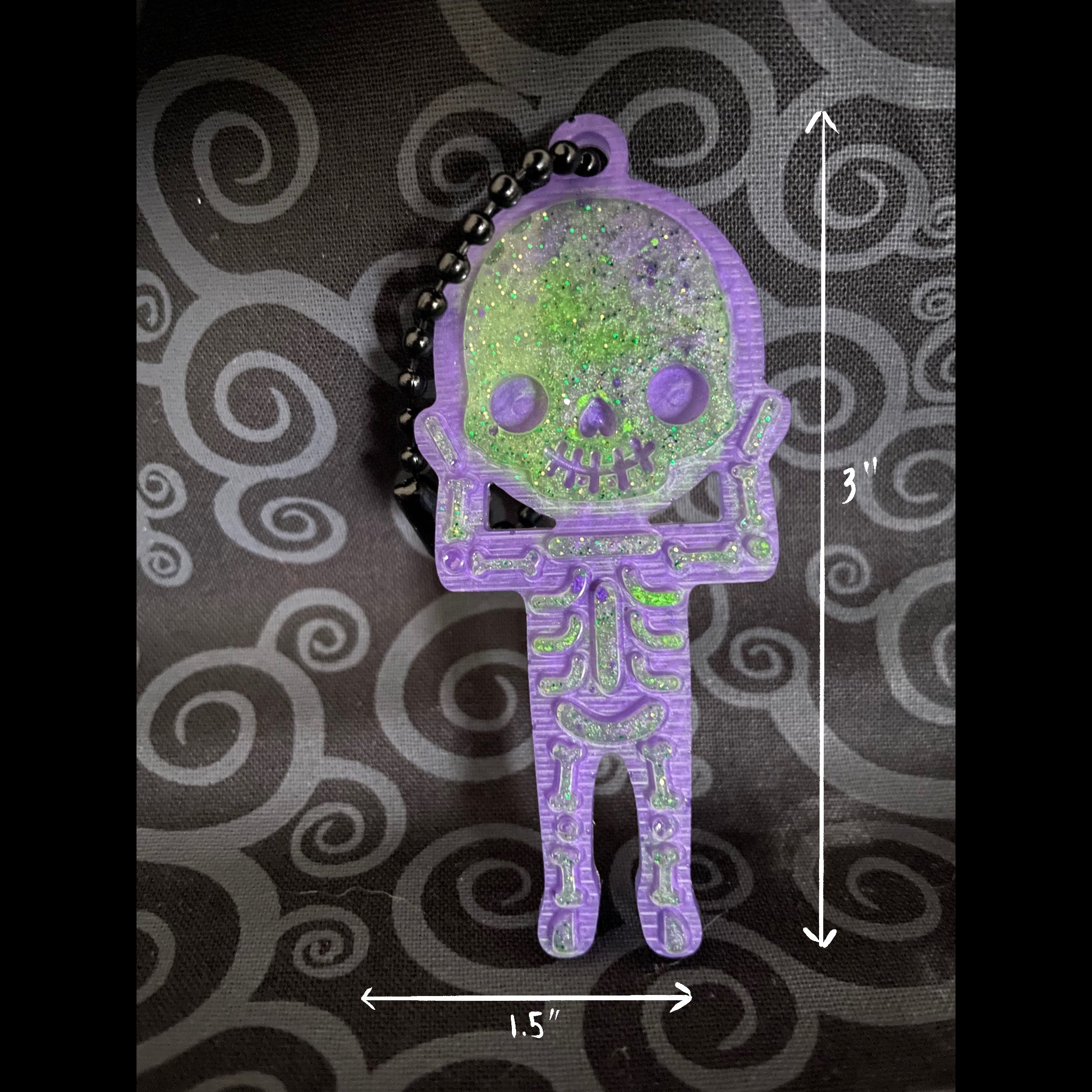 Green/Purple Skeleton Keychain