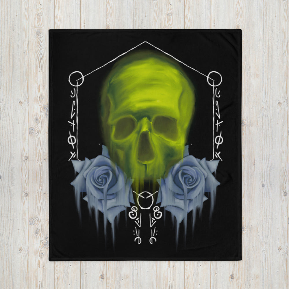 Skull and Roses Throw Blanket